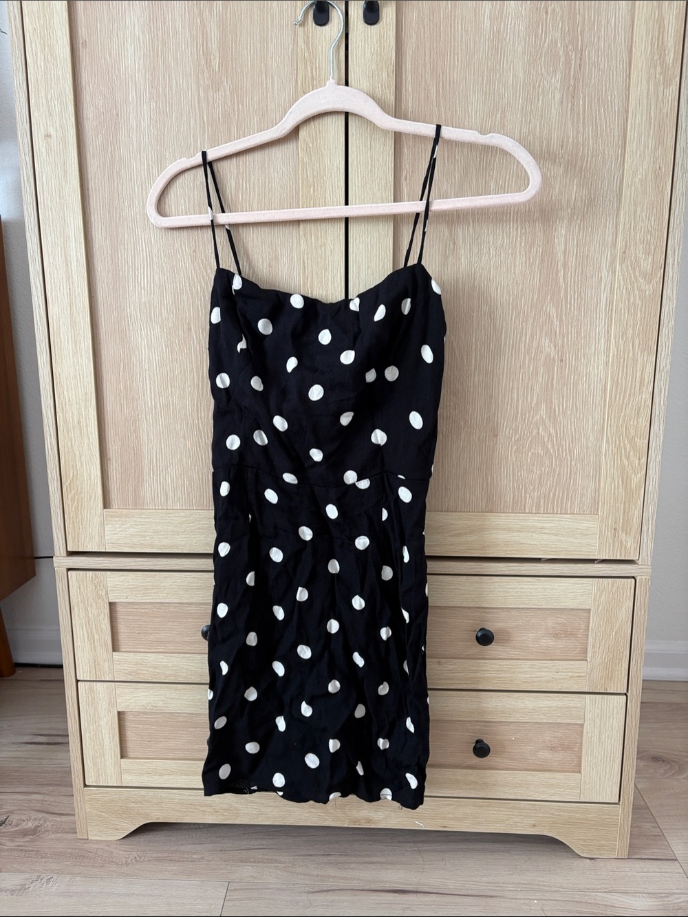 Reformation Black with White Polka Dot Slip Dress